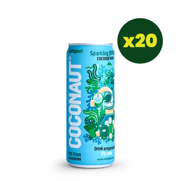 COCONAUT gazowana woda kokosowa z młodego kokosa 320 ml (zestaw 20 szt)